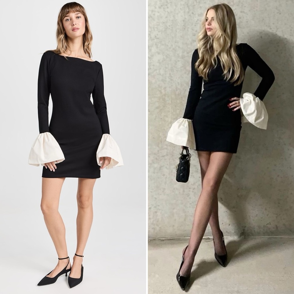 STAUD Black and White Mini Dress